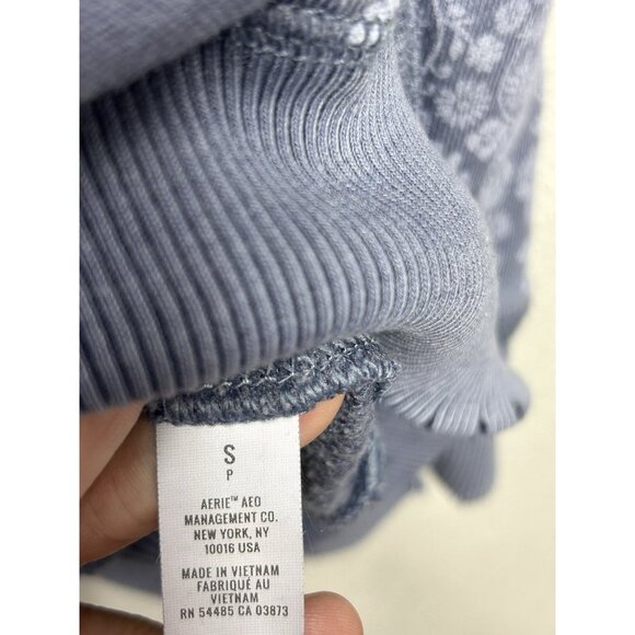 Aerie Floral Crewneck Pullover Sweatshirt Size Small Lightweight Soft Distressed - Picture 8 of 10